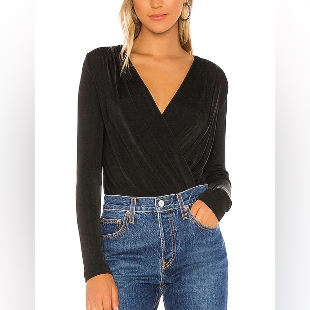 Free People Black Long Sleeve Bodysuit